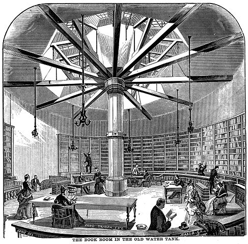 Book Room in the Old Water Tank, Chicago, via Wikimedia Commons