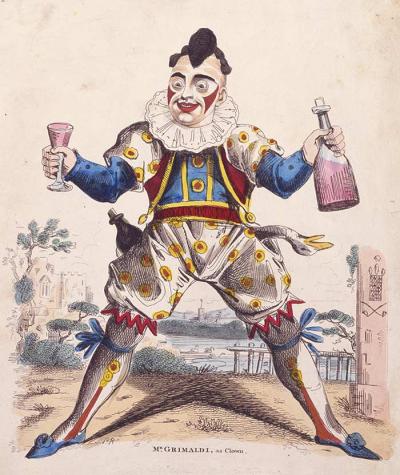Joseph Grimaldi as Joey the Clown, a famous 19th century clown