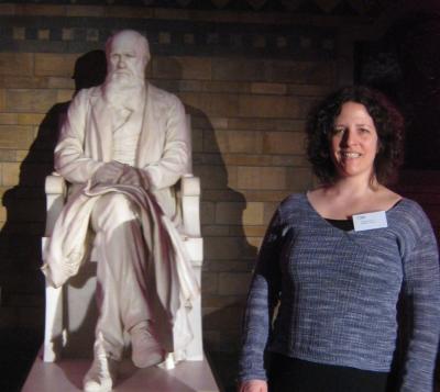 Karen James, with Charles Darwin.