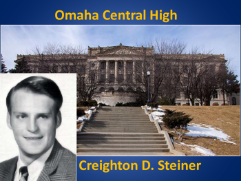 Jim Krupa photo superimposed over an image of his high school.
