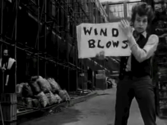 Bob Dylan in the “Subterranean Homesick Blues” video