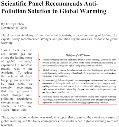 Pro-regulation version of the article: “To reduce the volume of heat-trapping gas generated by such fuels, we strongly recommend that the government adopt stronger anti-pollution regulations, strengtening ones adopted in the 1970s and 1980s.”