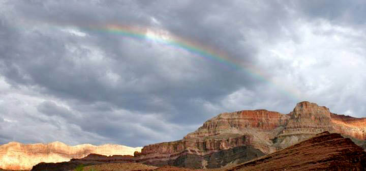 a rainbow over Grand Canyon