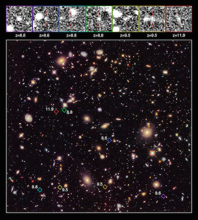 The most distant galaxies ever observed. Via NASA.
