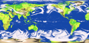 Output from a model of global atmospheric circulation.