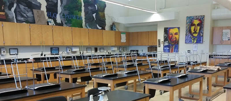 This modern classroom has no funding for basic equipment