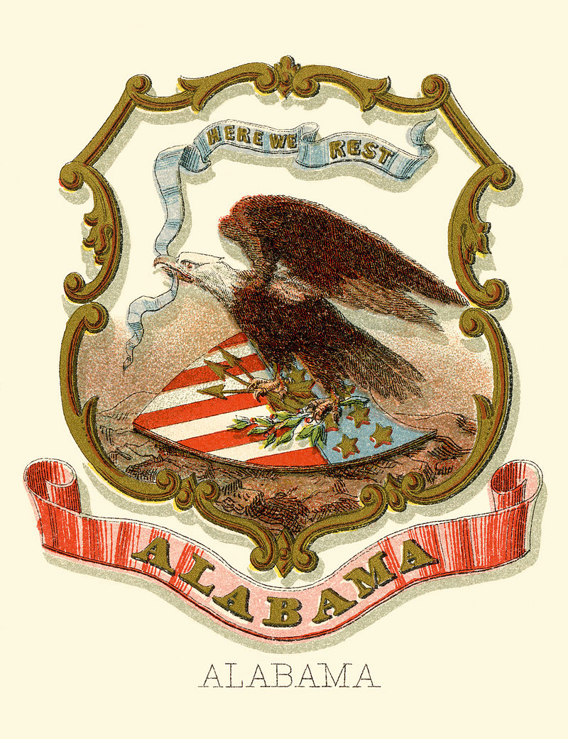 Alabama state coat of arms, via Wikimedia Commons