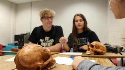 students with fossils